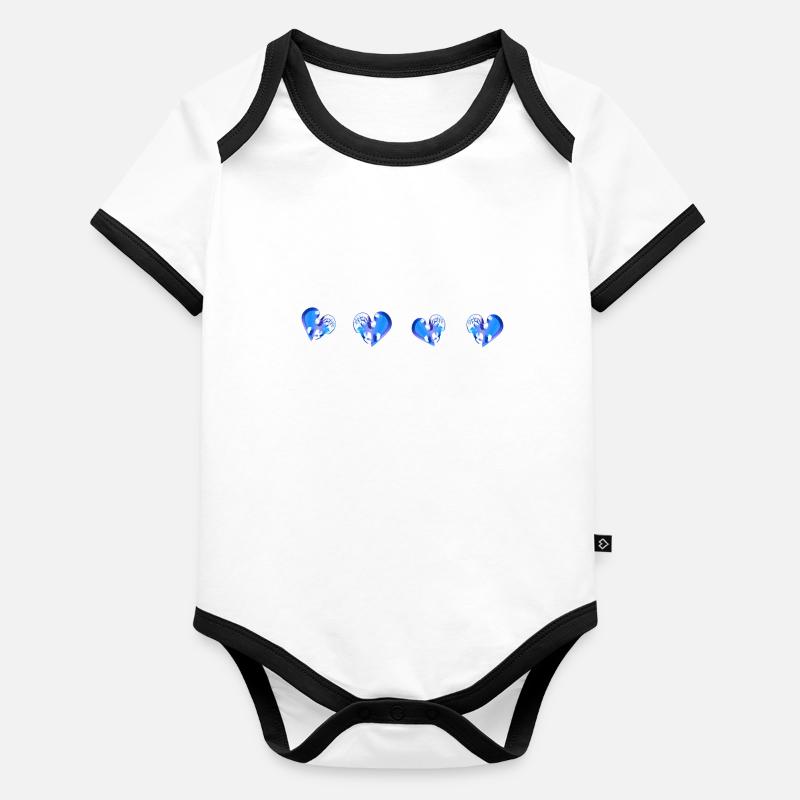cœur cœurs cicatrices bleues Body Bébé bio contrasté manches courtes