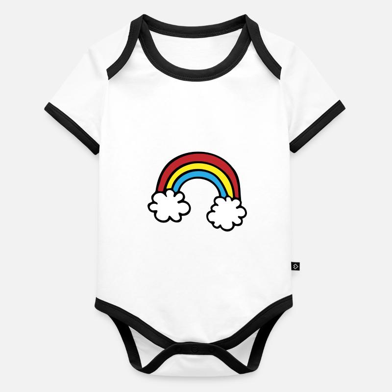 Rainbow two clouds Organic Baby Contrasting Bodysuit