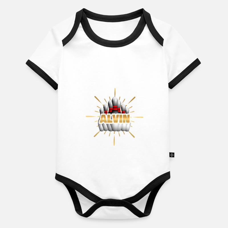 Alvin as bowling Organic Baby Contrasting Bodysuit