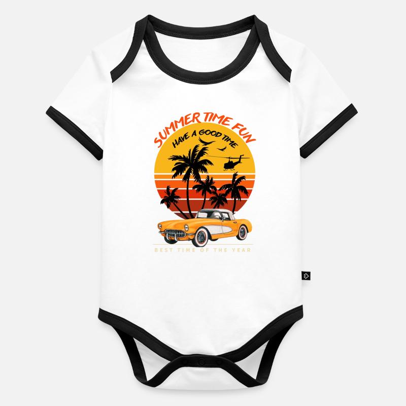 Sommer Zeit Spaß-Sommer Feeling Baby Bio-Kurzarm-Kontrastbody