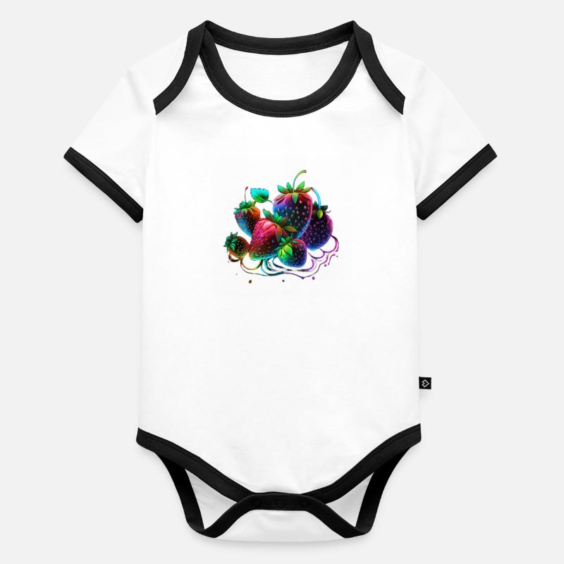 HÜBSCHE ERDBEEREN - BUNT Baby Bio-Kurzarm-Kontrastbody