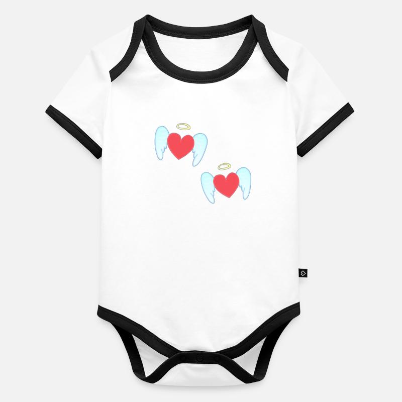 Angel pattern protector hearts Organic Baby Contrasting Bodysuit