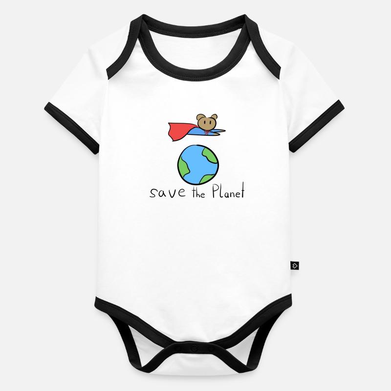 rette den Planeten erde symbol held fliegen Baby Bio-Kurzarm-Kontrastbody