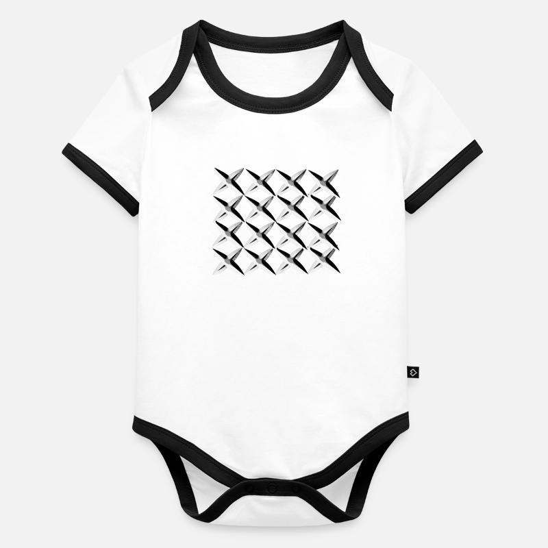 grey net cross pattern Organic Baby Contrasting Bodysuit