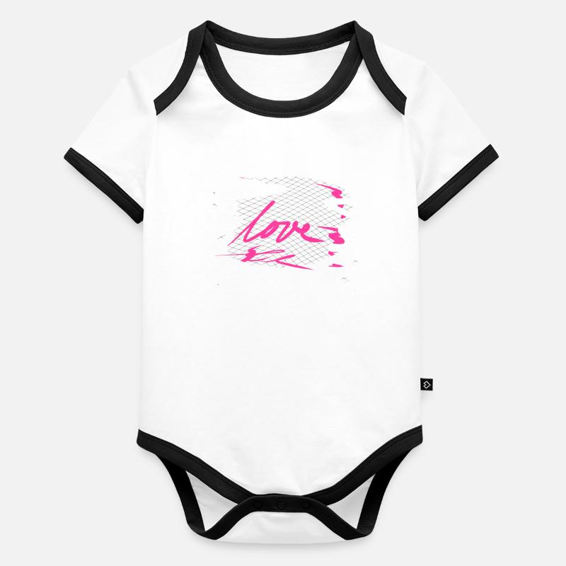 Crosses Pattern Cross Love Word Organic Baby Contrasting Bodysuit