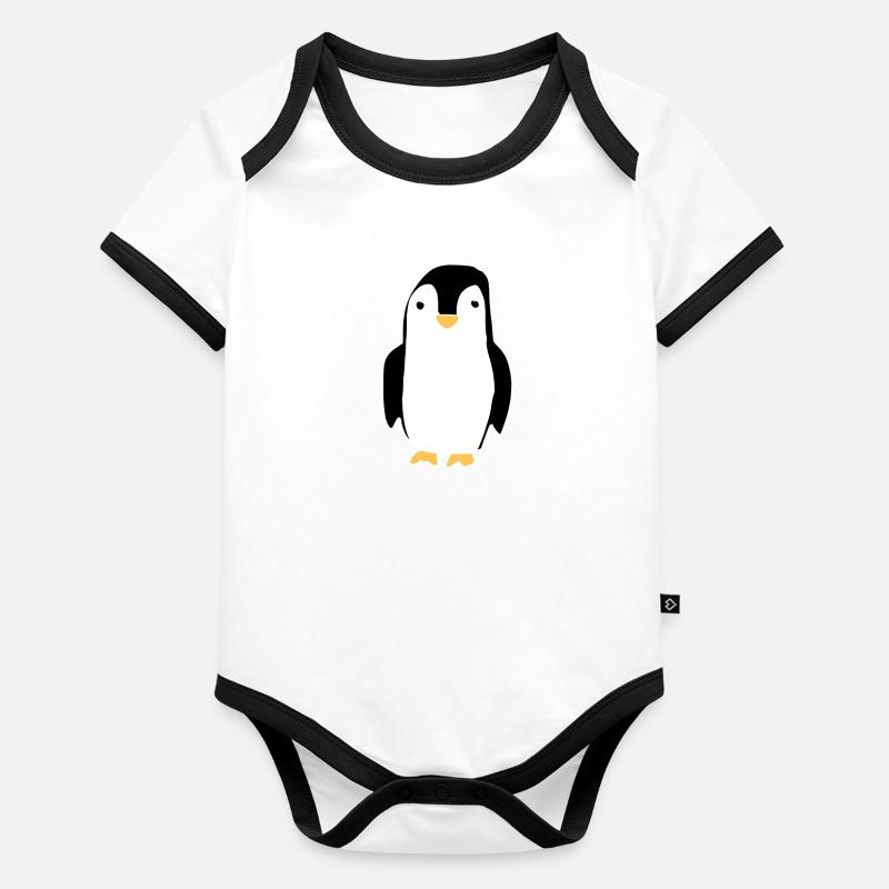 pingouin animal symbole oiseau Body Bébé bio contrasté manches courtes