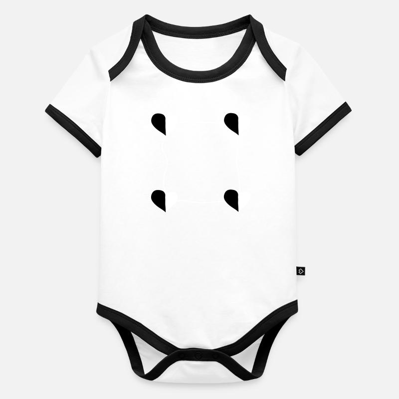 Cadre à quatre cœurs Body Bébé bio contrasté manches courtes
