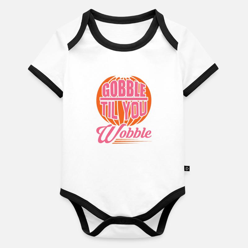 Gobble Til You Wobble Body Bébé bio contrasté manches courtes