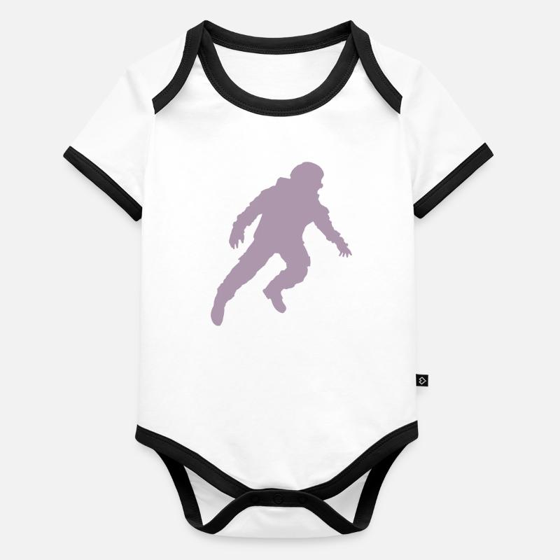 Schwebender Astronaut Silhouette Schwerelosigkeit Baby Bio-Kurzarm-Kontrastbody