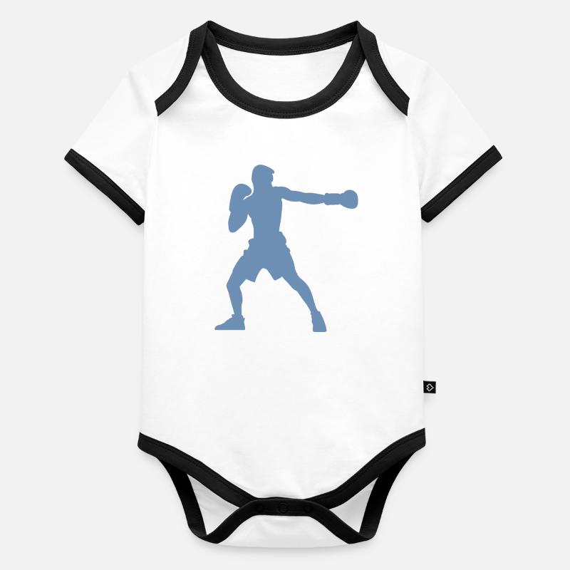 Silhouette de boxeur, design de boxe vif Body Bébé bio contrasté manches courtes