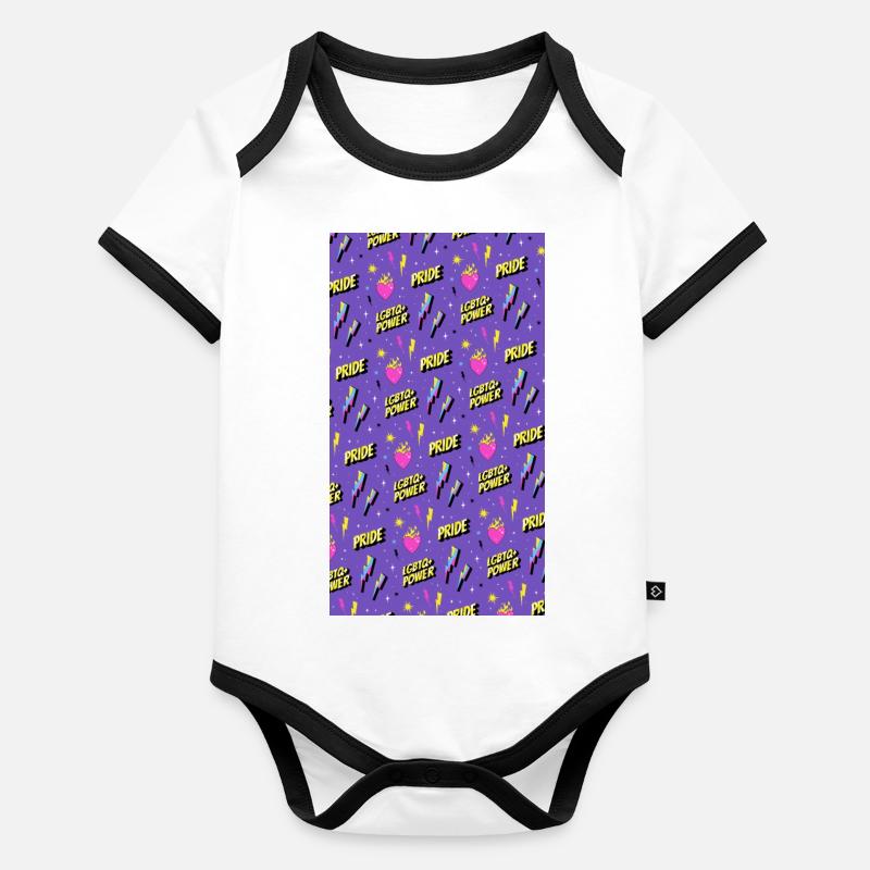 LGBTIQ Pride Month Pattern Organic Baby Contrasting Bodysuit
