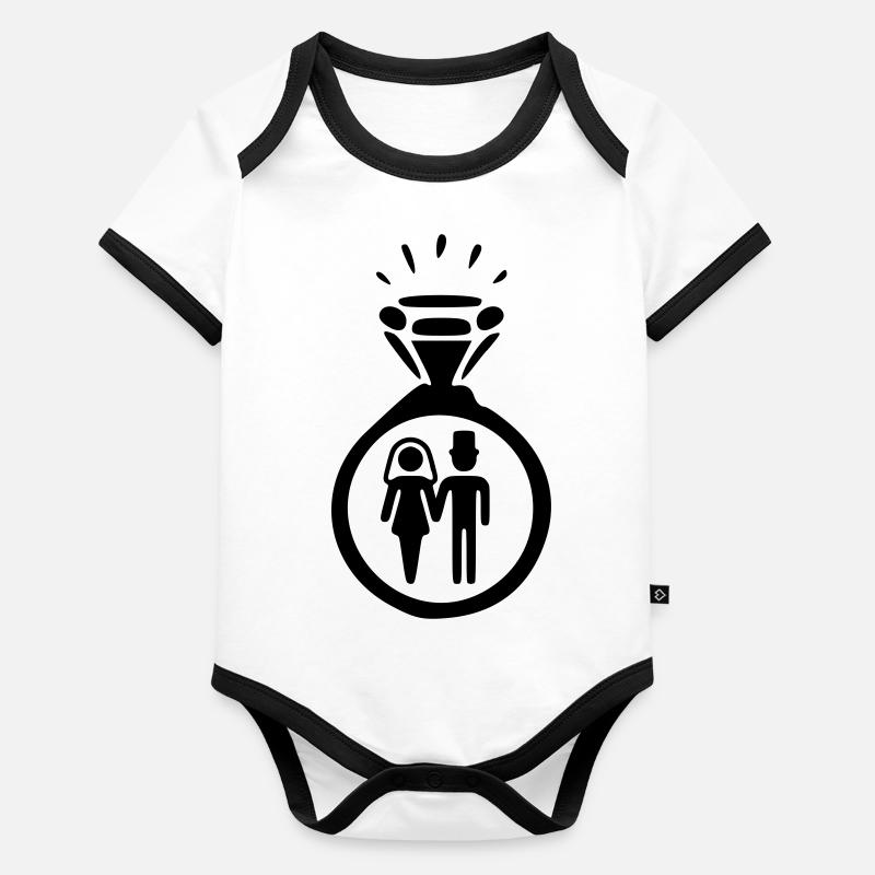 just married Body Bébé bio contrasté manches courtes