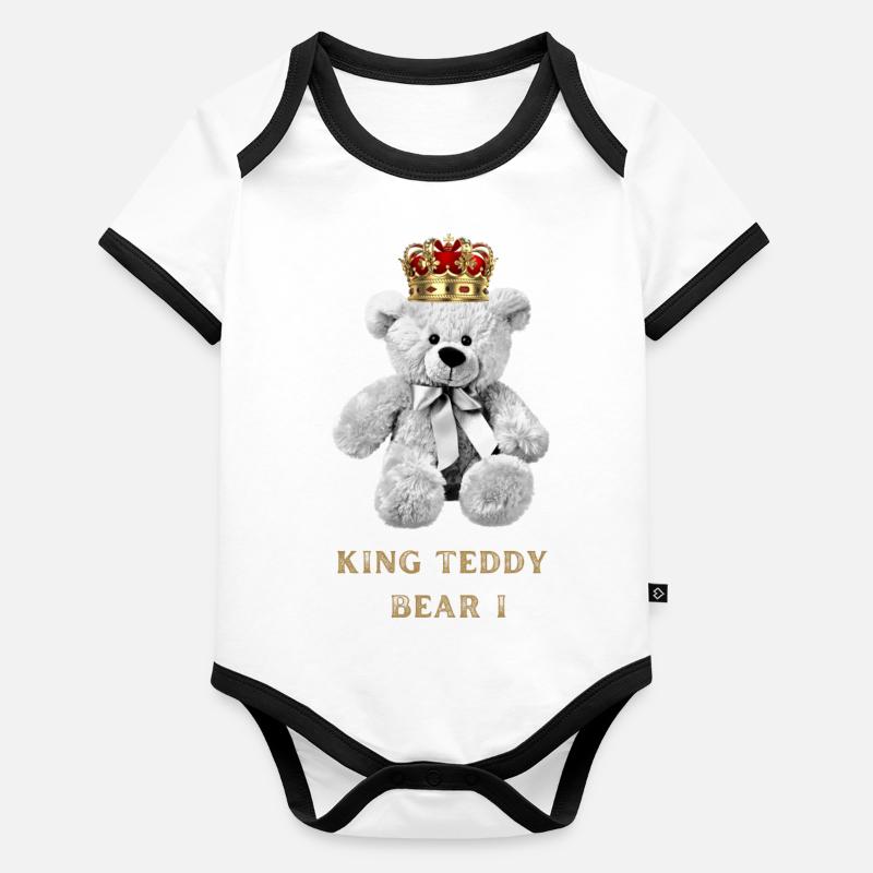 Roi Ours en peluche I Body Bébé bio contrasté manches courtes