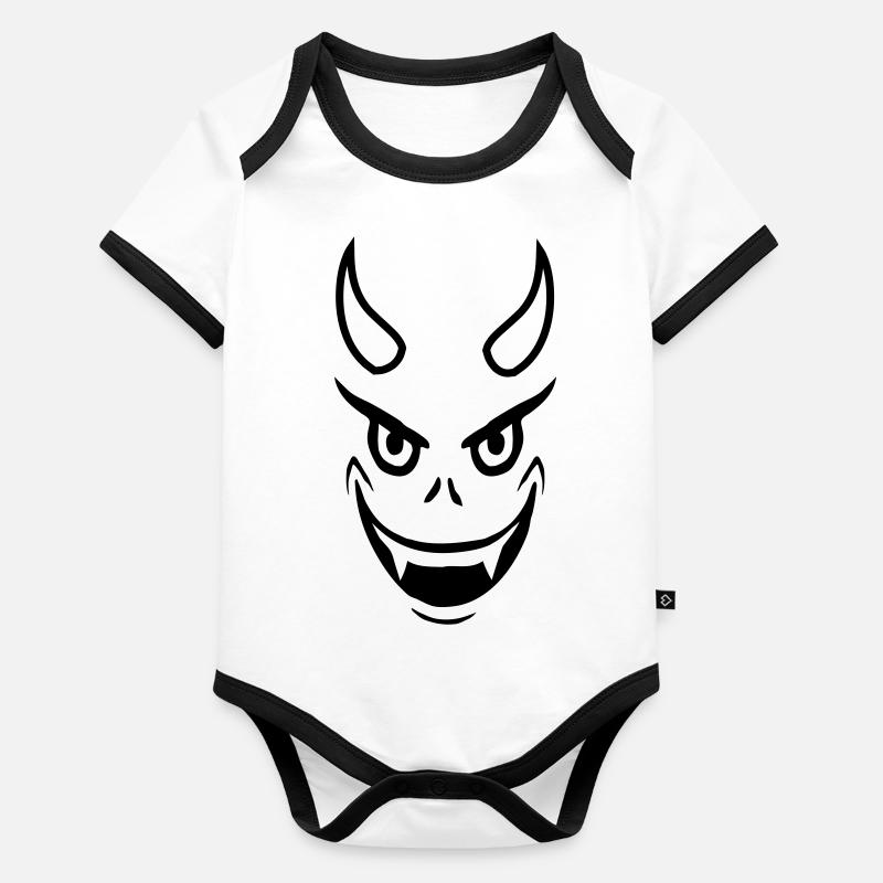 Face Evil Devil Design Organic Baby Contrasting Bodysuit