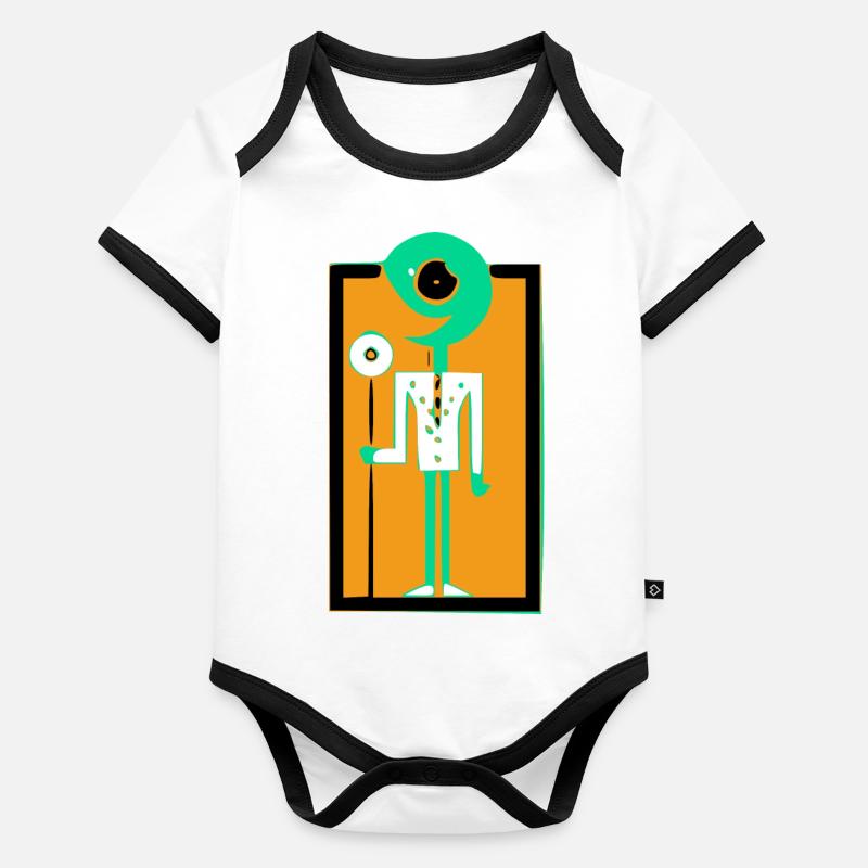 Ecko l'extra-terrestre à la fleur Body Bébé bio contrasté manches courtes