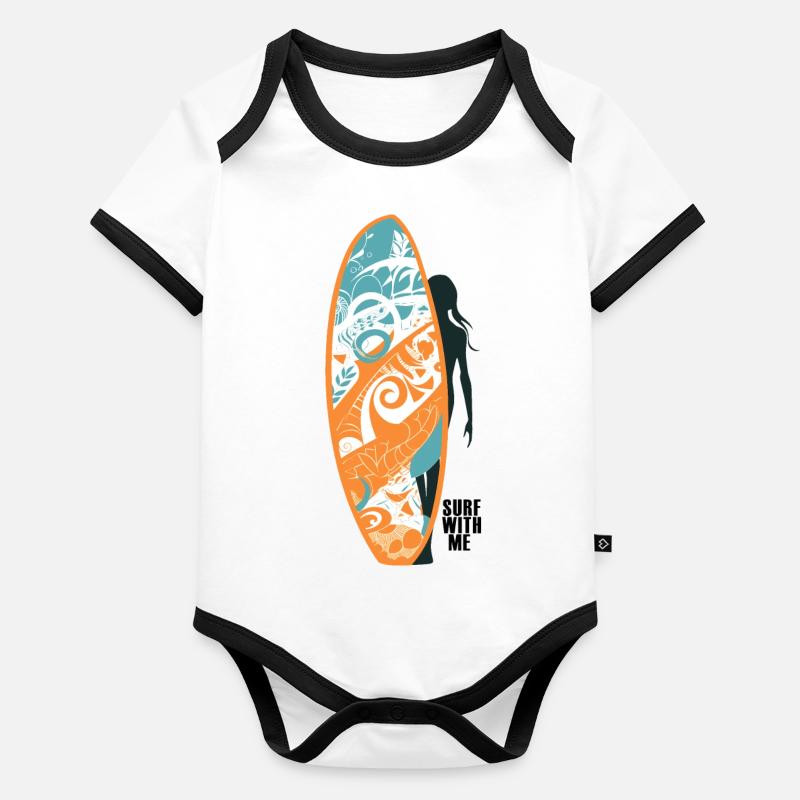 Surf With Me Baby Bio-Kurzarm-Kontrastbody