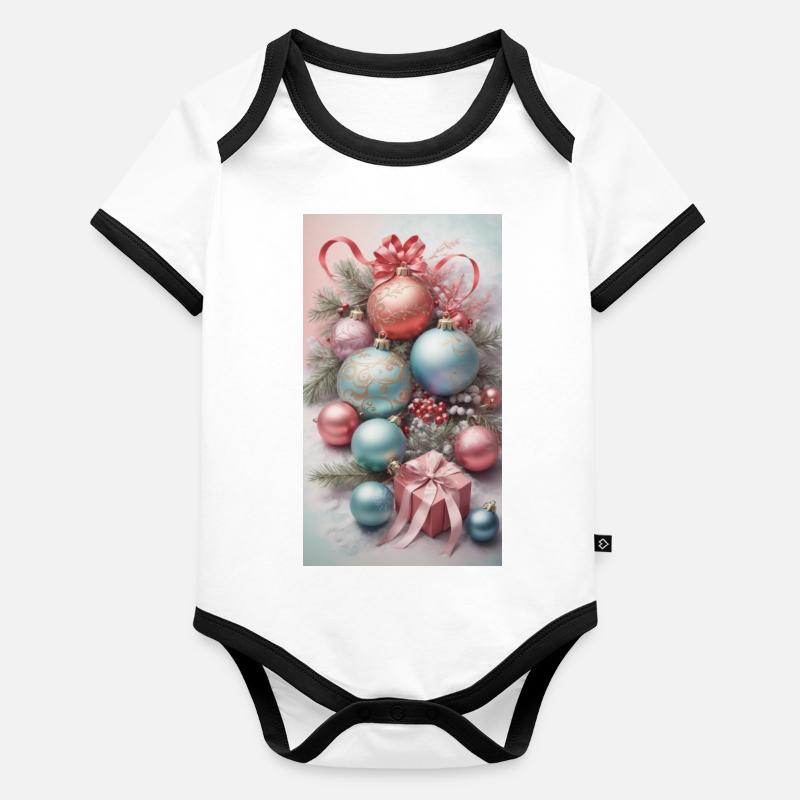 Noël Body Bébé bio contrasté manches courtes