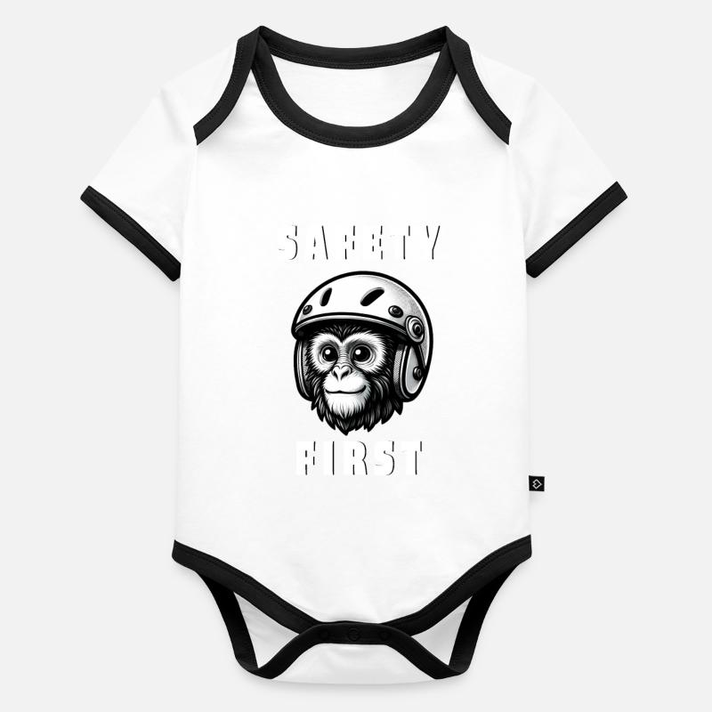 Singe de sécurité Body Bébé bio contrasté manches courtes