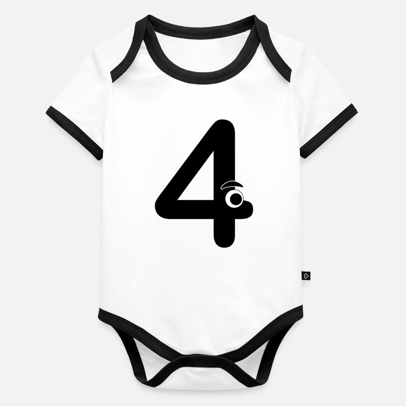 Number Four 4 Kids Birthday Learn Math Organic Baby Contrasting Bodysuit