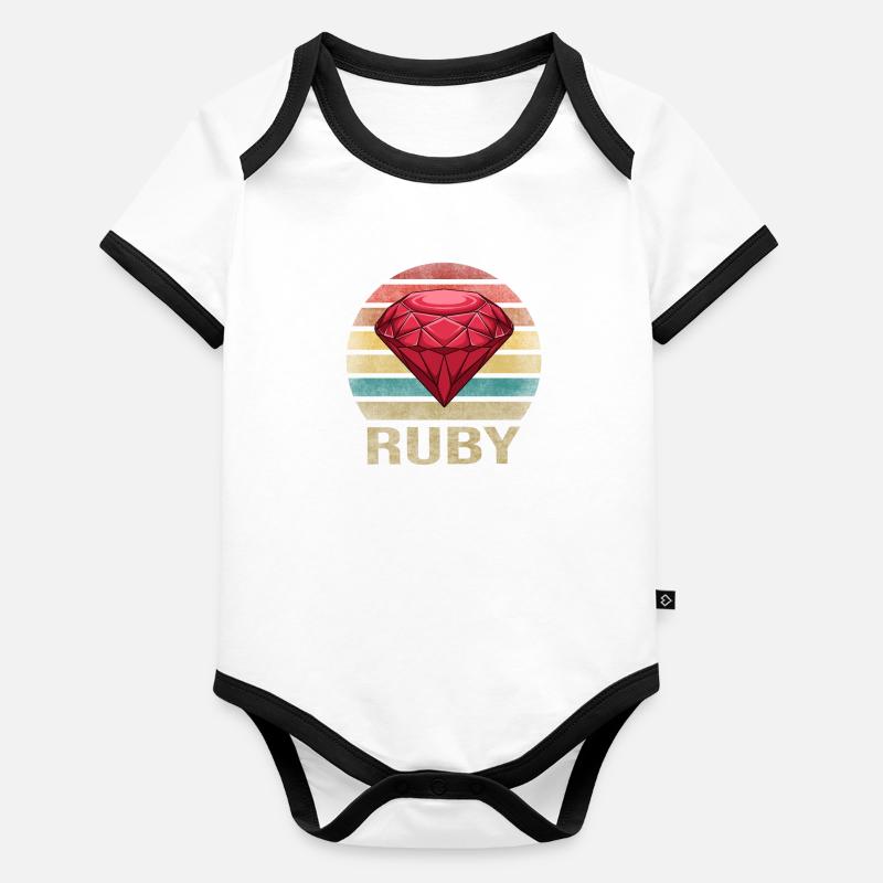 Ruby Gemstone Retro Sunset Organic Baby Contrasting Bodysuit