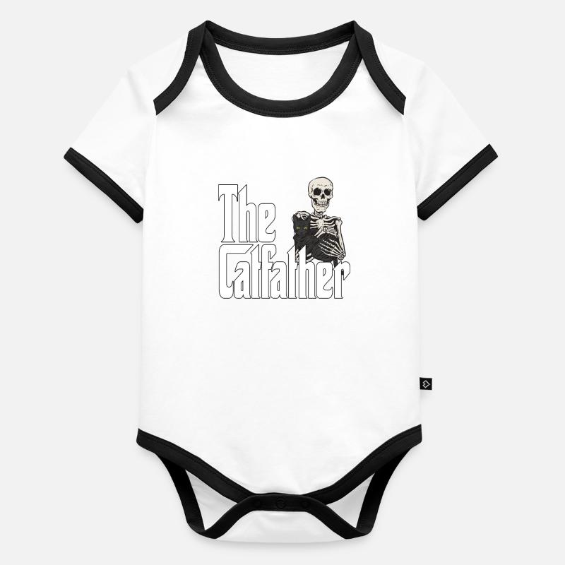 Chat Papa Le Catfather Crazy Cat Père Kitty Daddy Body Bébé bio contrasté manches courtes