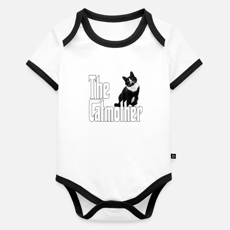 Katze Mutter La Catmother Chat Crazy Maman Maman Body Bébé bio contrasté manches courtes