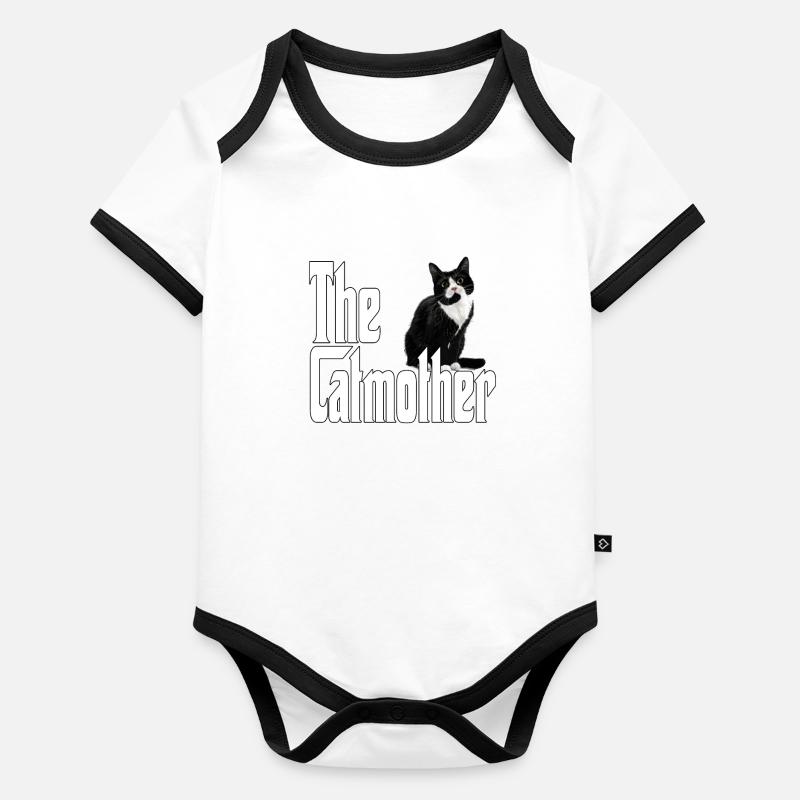 Katze Mutter La Catmother Chat Crazy Maman Maman Body Bébé bio contrasté manches courtes