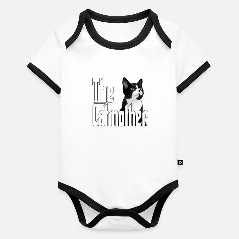 Katze Mutter La Catmother Chat Crazy Maman Maman Body Bébé bio contrasté manches courtes