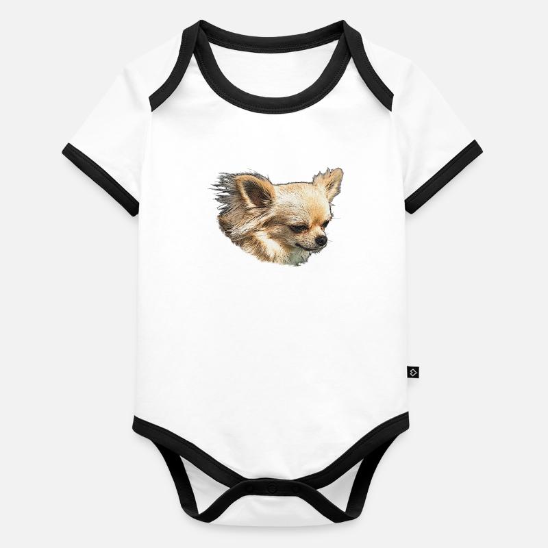 Chihuahua, petits chiens Body Bébé bio contrasté manches courtes