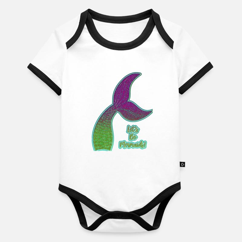 Nageoire de sirène colorée Body Bébé bio contrasté manches courtes