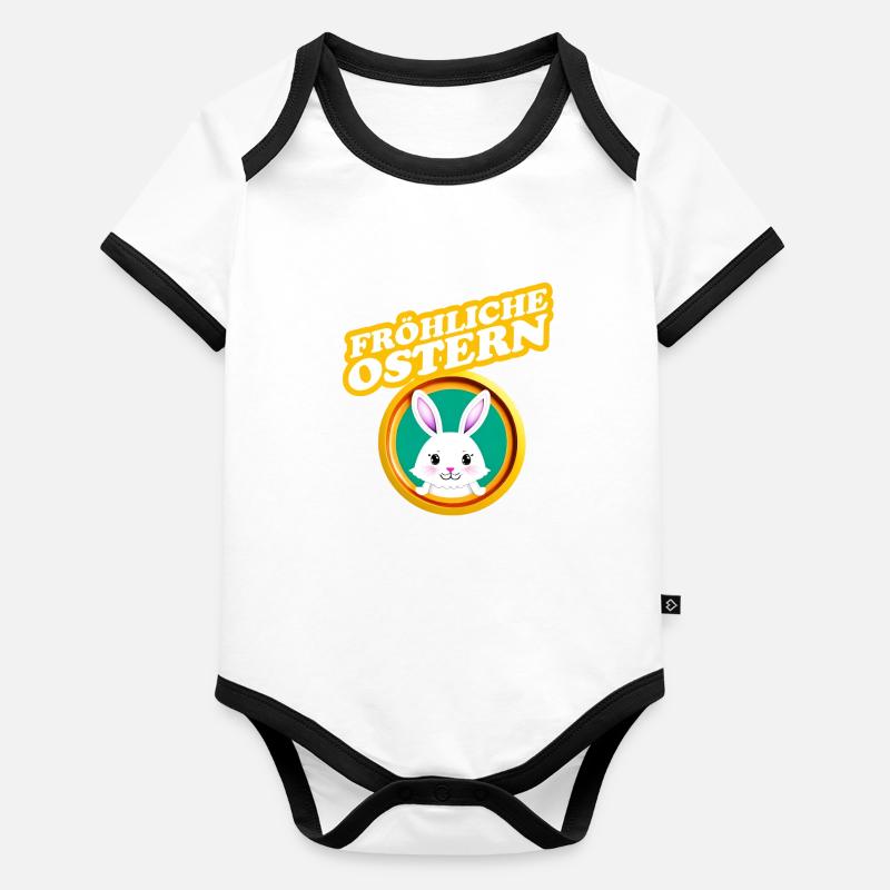 Fröhliche Ostern Osterhase Baby Bio-Kurzarm-Kontrastbody