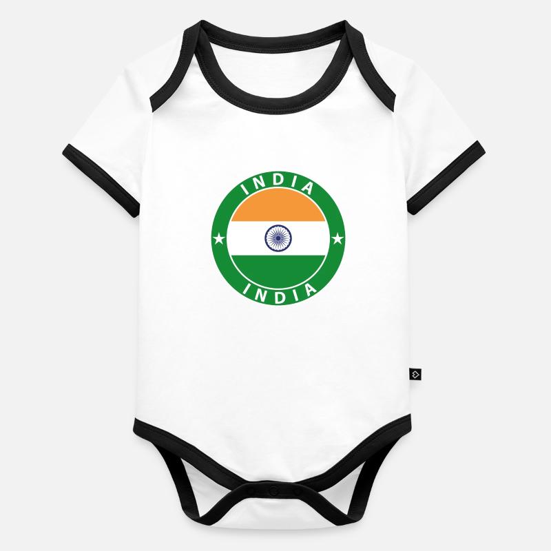 Inde - Body Bébé bio contrasté manches courtes - 