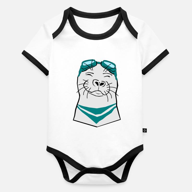 Seal - Happy Howler Organic Baby Contrasting Bodysuit