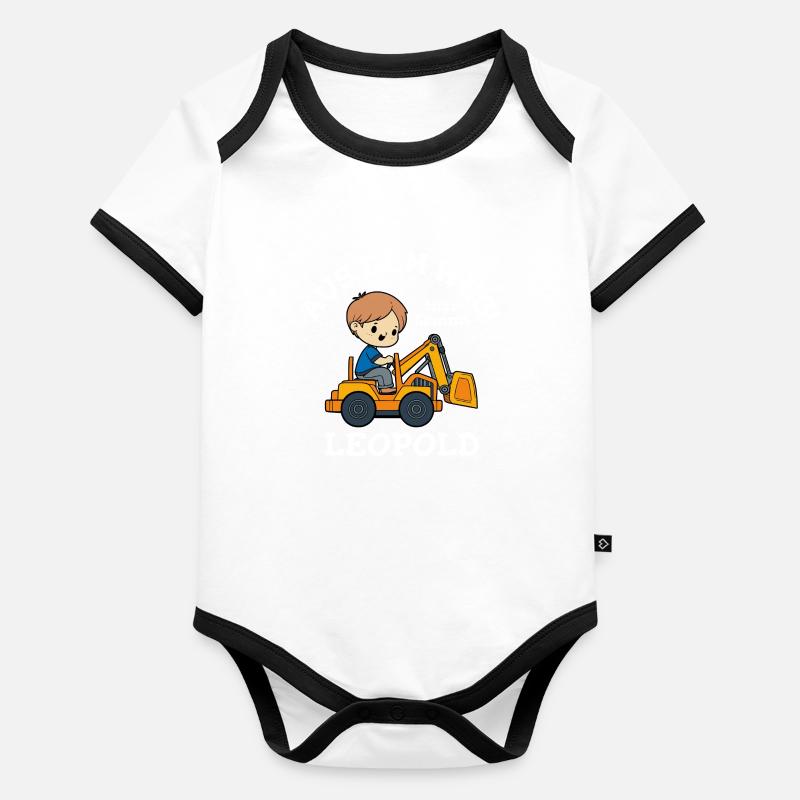 Leopold Vorname Bagger Baby Bio-Kurzarm-Kontrastbody