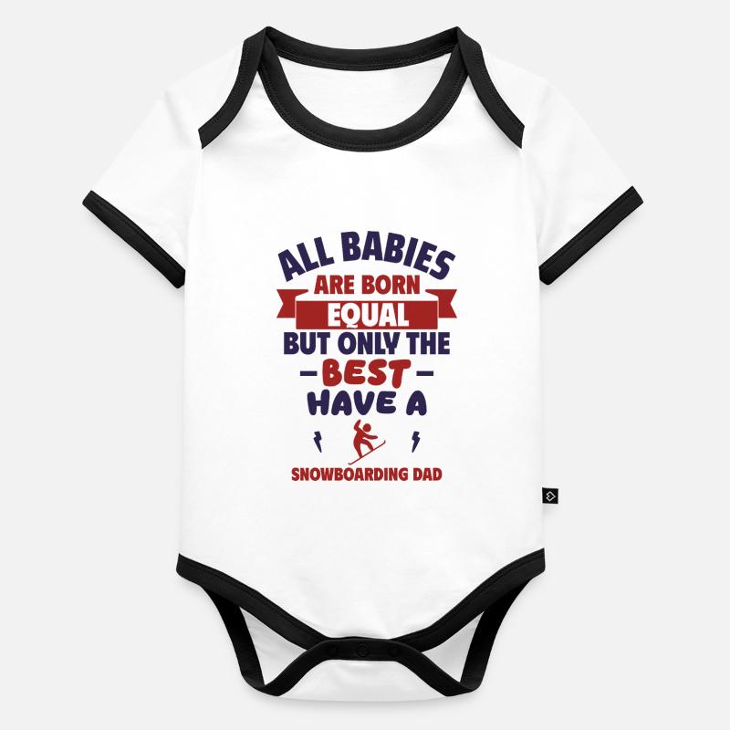 Bébé snowboarder papa,Cool,Drôle,Cadeau de naissance - Body Bébé bio contrasté manches courtes - undefined