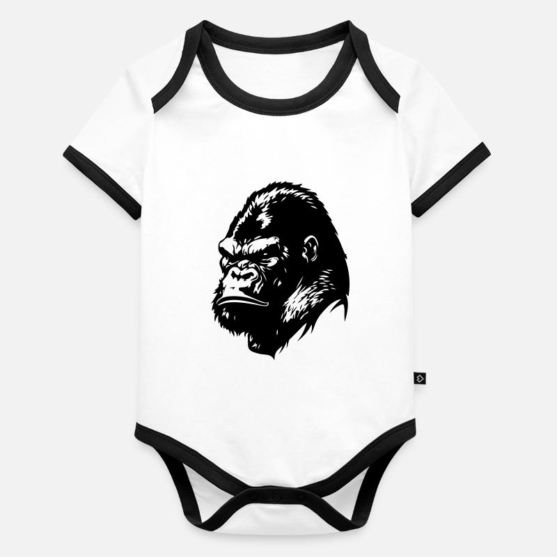 Tête de gorille Body Bébé bio contrasté manches courtes
