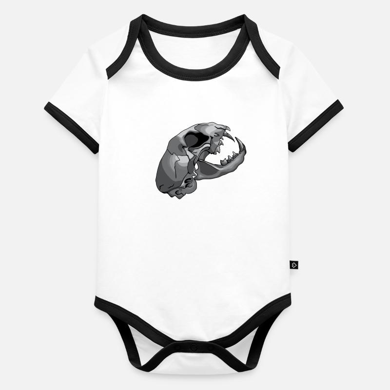 crâne de chat Body Bébé bio contrasté manches courtes