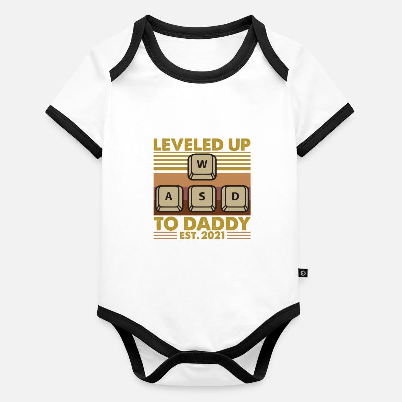 Leveled Up To Daddy EST 2021 Body Bébé bio contrasté manches courtes