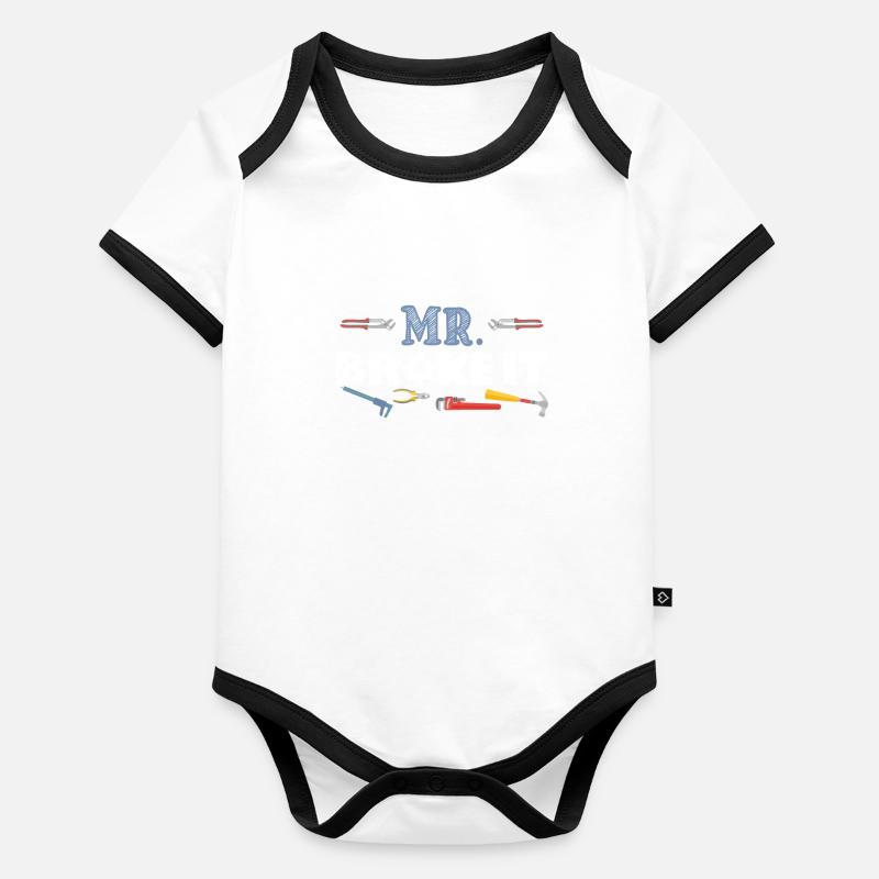 Cadeau de mécanicien Mr Broke It Kid Body Bébé bio contrasté manches courtes