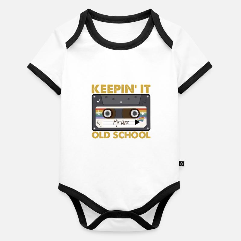 Keepin' It Old School Mix Tape Body Bébé bio contrasté manches courtes