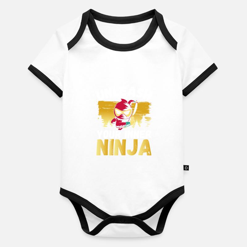 Libérez votre ninja intérieur Body Bébé bio contrasté manches courtes