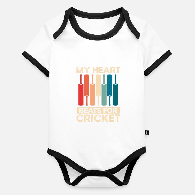 Mon cœur bat pour le cricket Body Bébé bio contrasté manches courtes