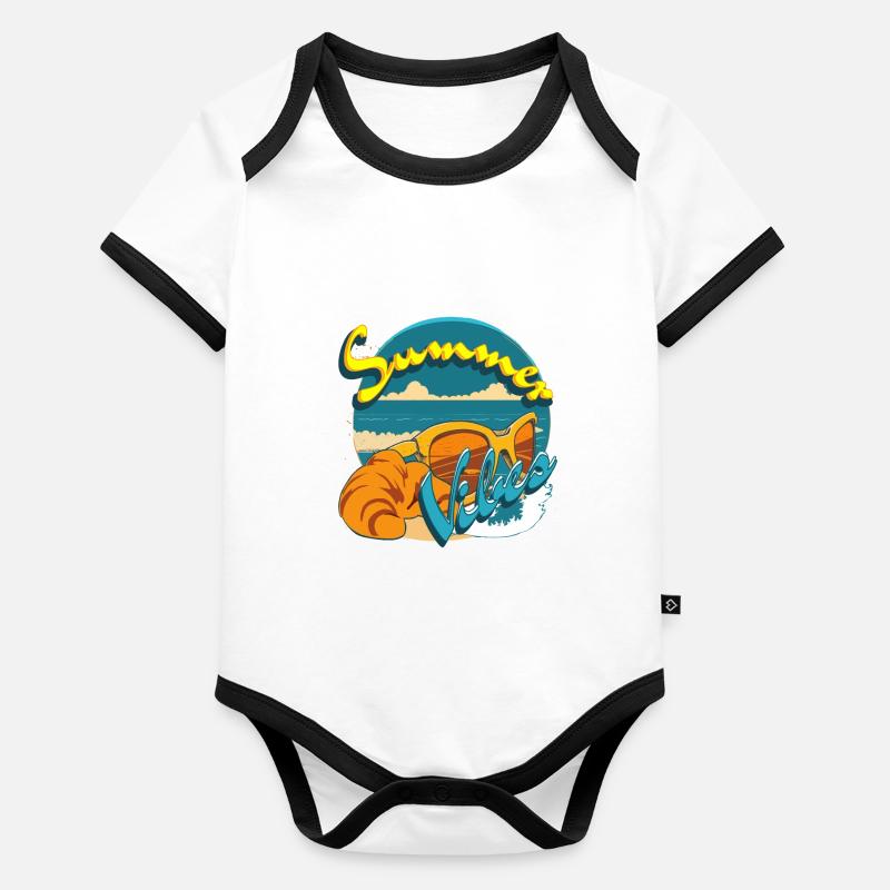 Sommer-Vibes im Retro-Stil Baby Bio-Kurzarm-Kontrastbody