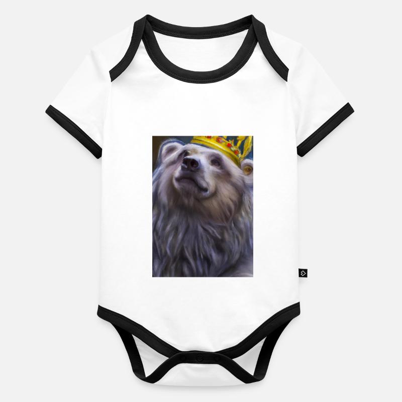 Bär mit Krone Baby Bio-Kurzarm-Kontrastbody