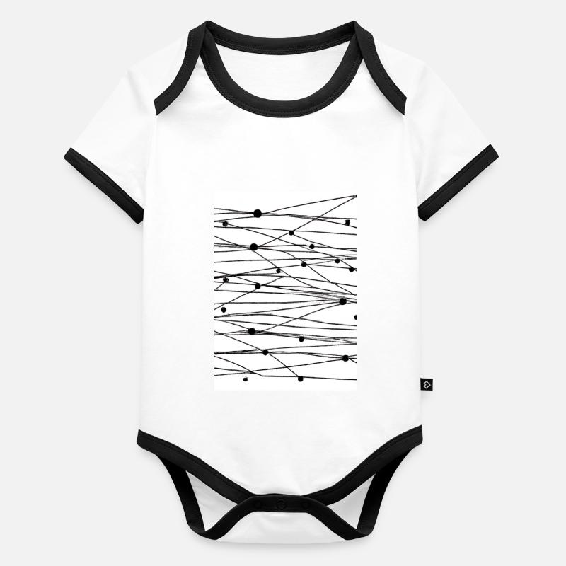 Linien und Punkte Baby Bio-Kurzarm-Kontrastbody