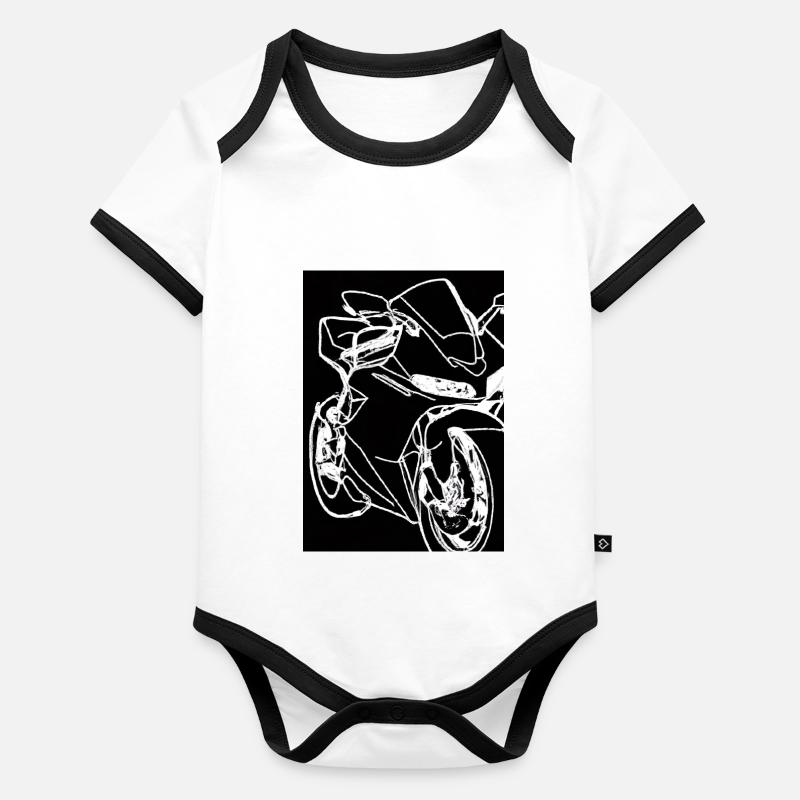 Umriss Motorrad Baby Bio-Kurzarm-Kontrastbody