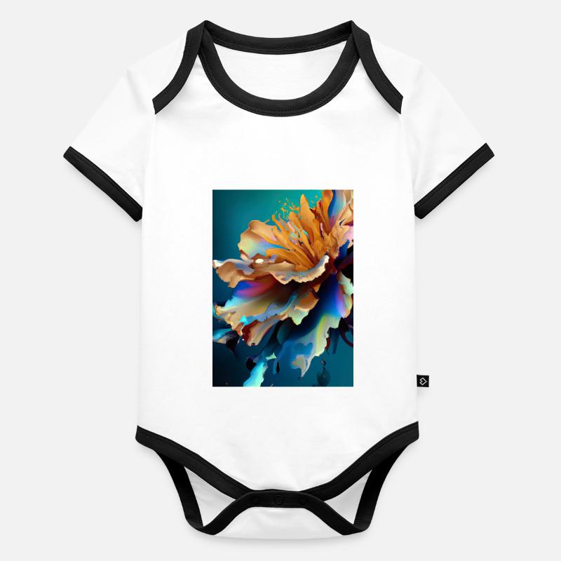 Abstrakte Blume Baby Bio-Kurzarm-Kontrastbody