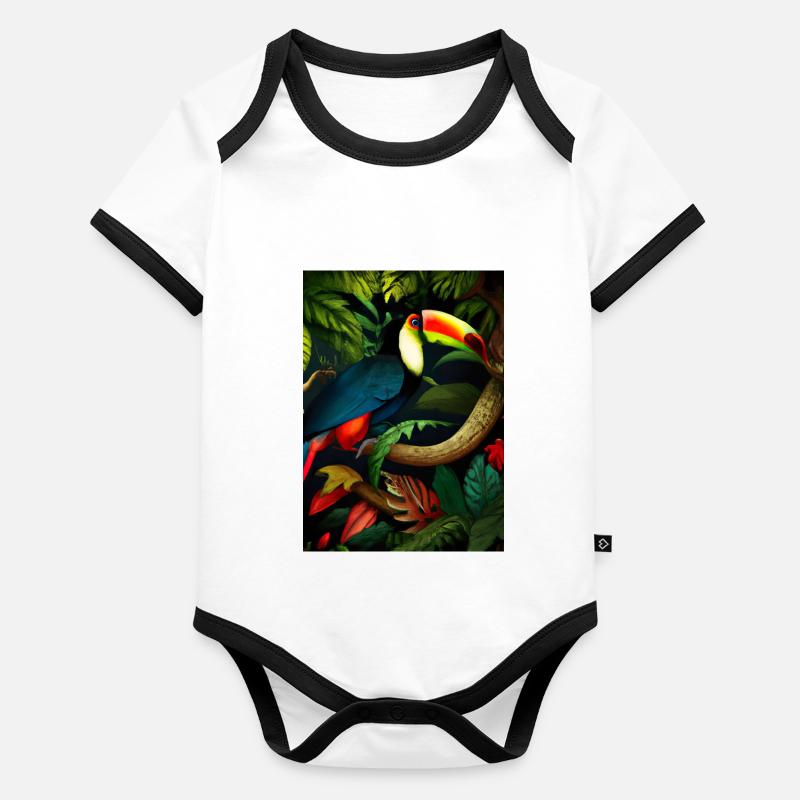 Dschungel-Tukan Baby Bio-Kurzarm-Kontrastbody