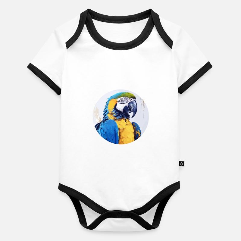 Blau-Gold Ara Baby Bio-Kurzarm-Kontrastbody