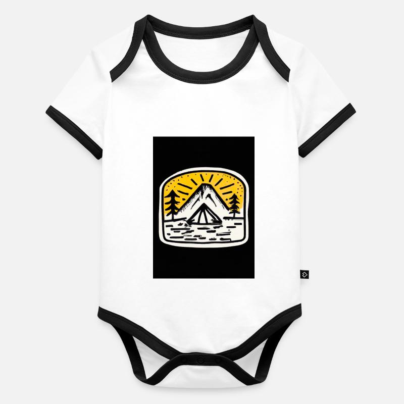 Camping Sonnenuntergang Baby Bio-Kurzarm-Kontrastbody